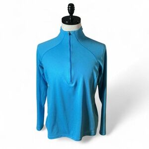 Patagonia Women's Blue Long Sleeve 1/4 Zip Fleece Pullover Shirt Top Base Layer